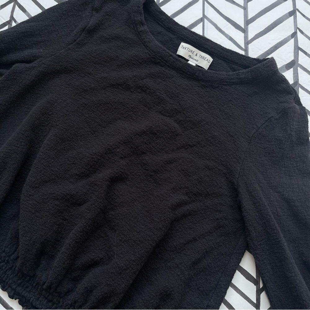Madewell Texture and Thread Dark Gray Scrunch Top